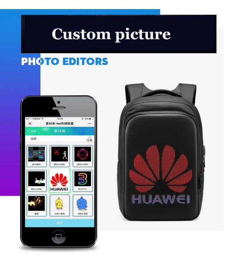 Mochila LED Christmas Edition – Pantalla Personalizable con Mensajes y Dibujos🎒